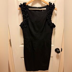 Trina Turk Black Lined Dress w/ Empire Waist & Ruffle Detail Sz 10